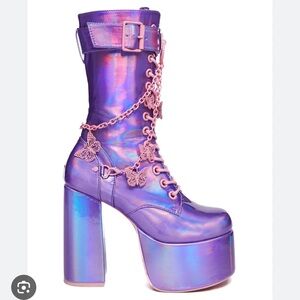 Magic Solstice Dolls Kill Club Exx Purple platform Boots
